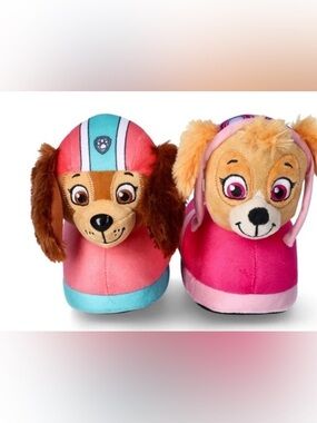 Paw Patrol Plush Kids Slippers - Pink and Turquoise
